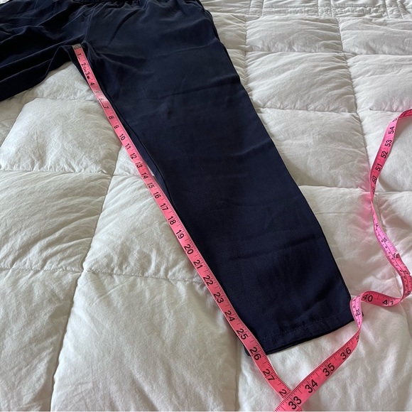 Eileen Fisher System Silk Georgette Crepe Ankle Pants in Midnight PS - Picture 10 of 11